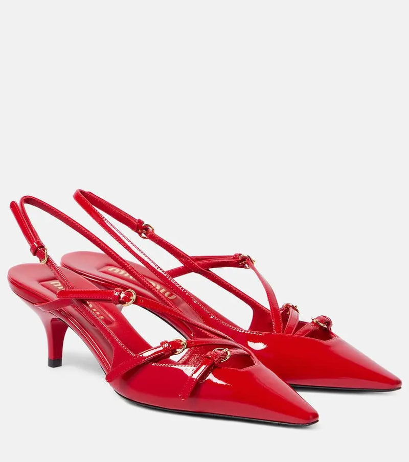 Miu Miu Patent leather slingback pumps | LYBSTORE