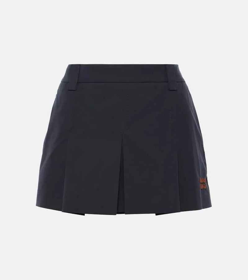 Miu Miu Pleated cotton-blend miniskirt