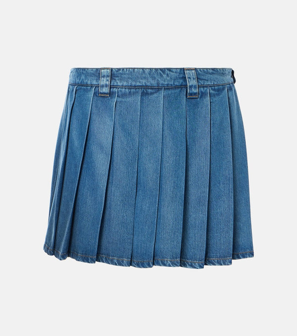 Miu Miu Pleated denim miniskirt