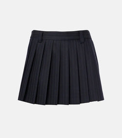 Miu Miu Pleated wool-blend miniskirt | LYBSTORE