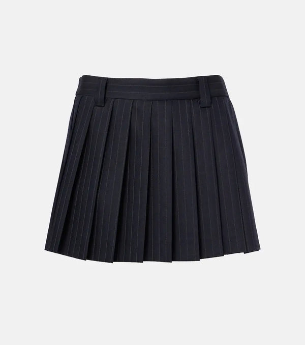 Miu Miu Pleated wool-blend miniskirt | LYBSTORE