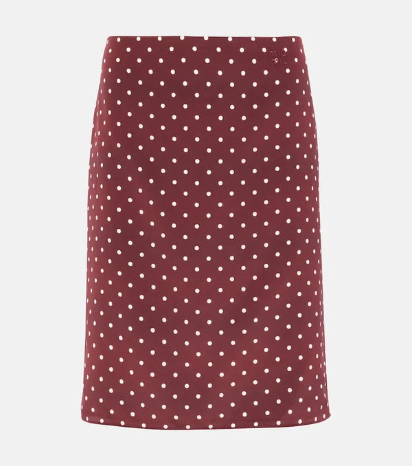 Miu Miu Polka-dot silk pencil skirt | LYBSTORE