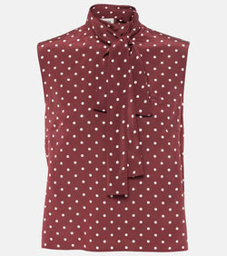 Miu Miu Polka-dot tie-neck silk blouse