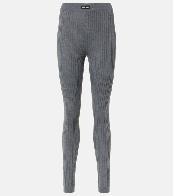 Miu Miu Ribbed-knit wool leggings