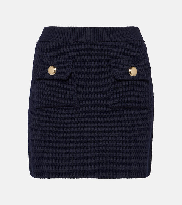 Miu Miu Ribbed-knit wool miniskirt