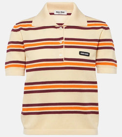 Miu Miu Striped cotton and silk polo shirt | LYBSTORE