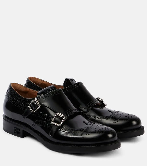 Miu Miu x Church's brushed leather monk strap brogues | LYBSTORE