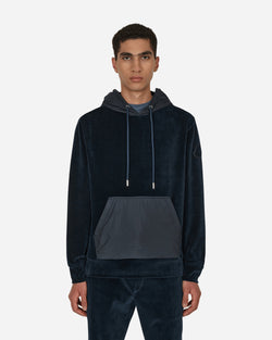 Moncler Velvet Hooded Sweatshirt Blue