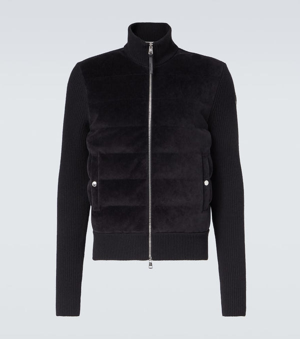 Moncler Down-paneled virgin wool jersey cardigan