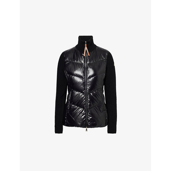 Womens Moncler Knitted high-neck slim-fit shell-down jacket