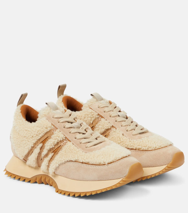 Moncler Pacey shearling-trimmed leather sneakers