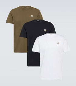 Moncler Set of 3 logo cotton jersey T-shirts | LYBSTORE