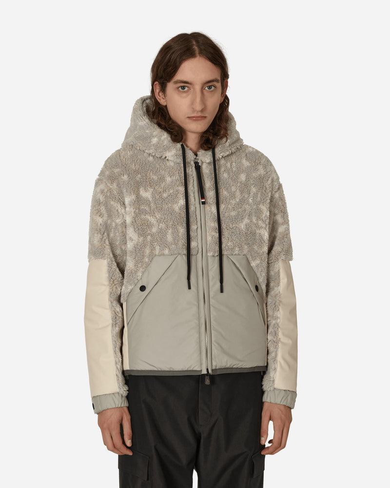 Moncler Grenoble Hooded Pile Cardigan Beige