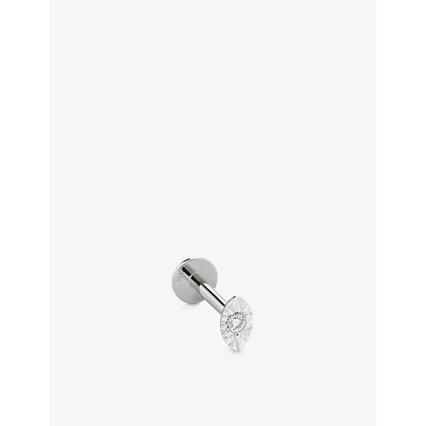 Monica Vinader Marquis Labret 14ct white-gold and 0.015ct lab-grown brilliant-cut diamond single stud earring