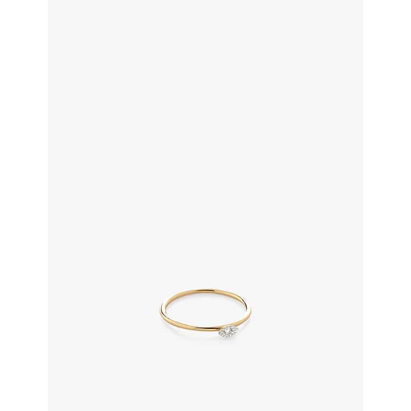 Monica Vinader Marquise-cut polished-finish 14ct solid gold and diamond ring | LYBSTORE