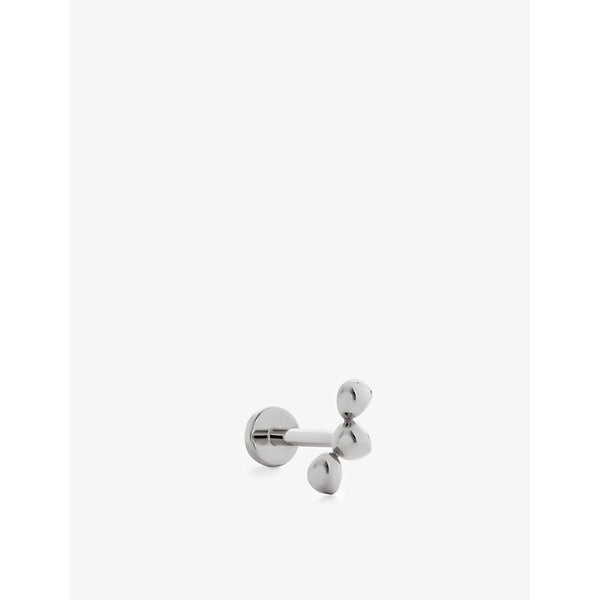 Monica Vinader Nura Pebble Cluster 14ct white-gold single stud earring