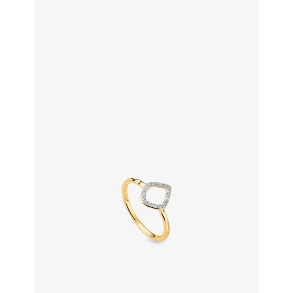 Monica Vinader Riva Mini Kite 18ct yellow gold-plated vermeil sterling-silver and 0.025ct diamond ring | LYBSTORE