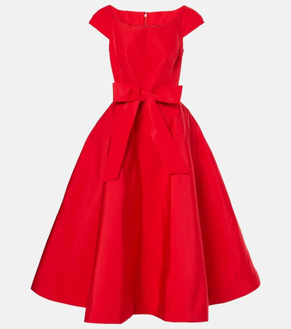 Monique Lhuillier Bow-detail silk midi dress | LYBSTORE