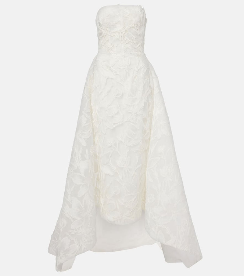 Monique Lhuillier Bridal floral jacquard bustier dress