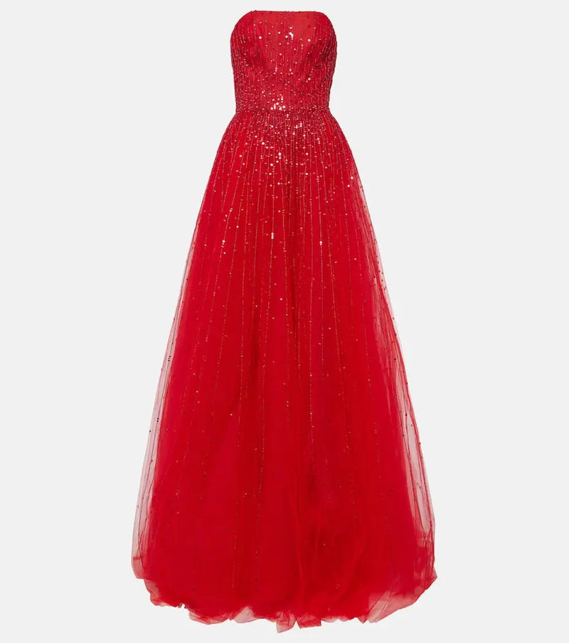 Monique Lhuillier Embellished tulle gown