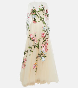 Monique Lhuillier Floral-embroidered gown