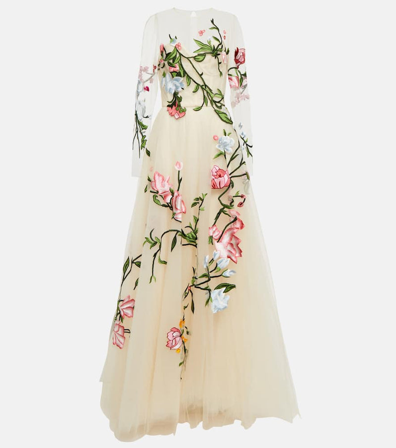 Monique Lhuillier Floral-embroidered gown