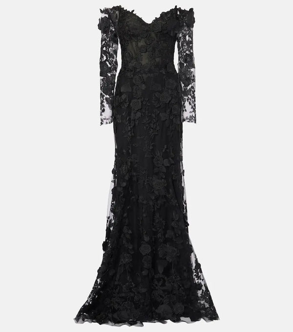 Monique Lhuillier Floral lace gown | LYBSTORE