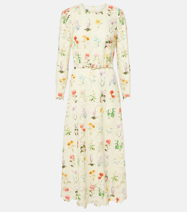 Monique Lhuillier Floral lace midi dress