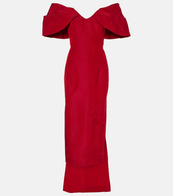 Monique Lhuillier Off-shoulder silk gown