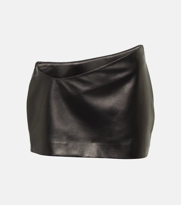 Mônot Asymmetric leather miniskirt | LYBSTORE