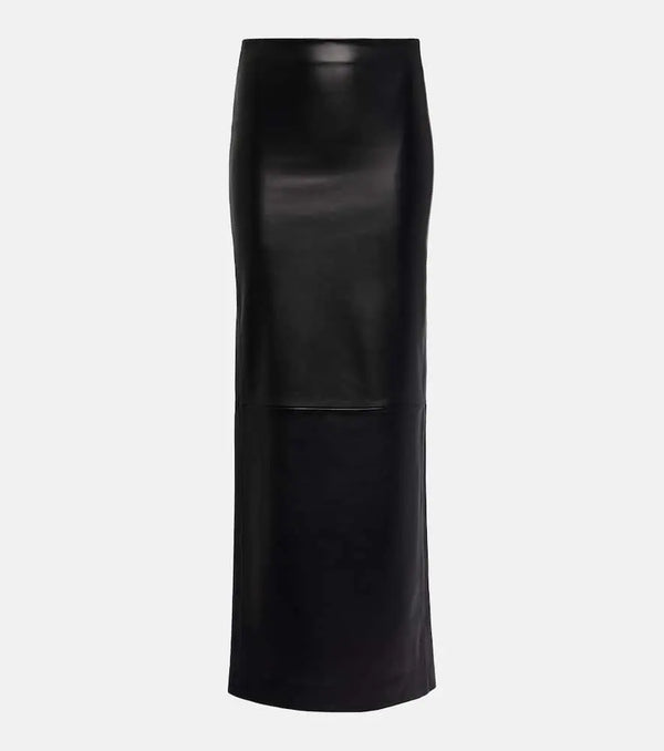 Mônot Low-rise leather maxi skirt | LYBSTORE