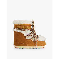 Womens Moon Boot Icon Low logo-print shearling and suede snow boots