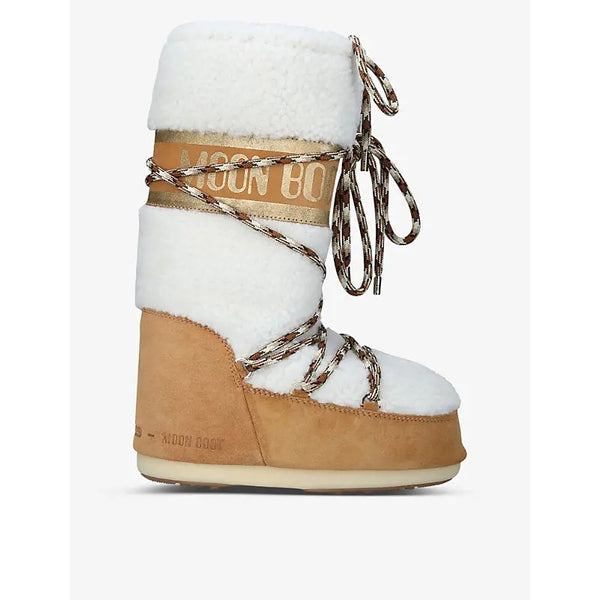 Moon Boot Icon logo-print shearling and suede snow boots | Moon Boot