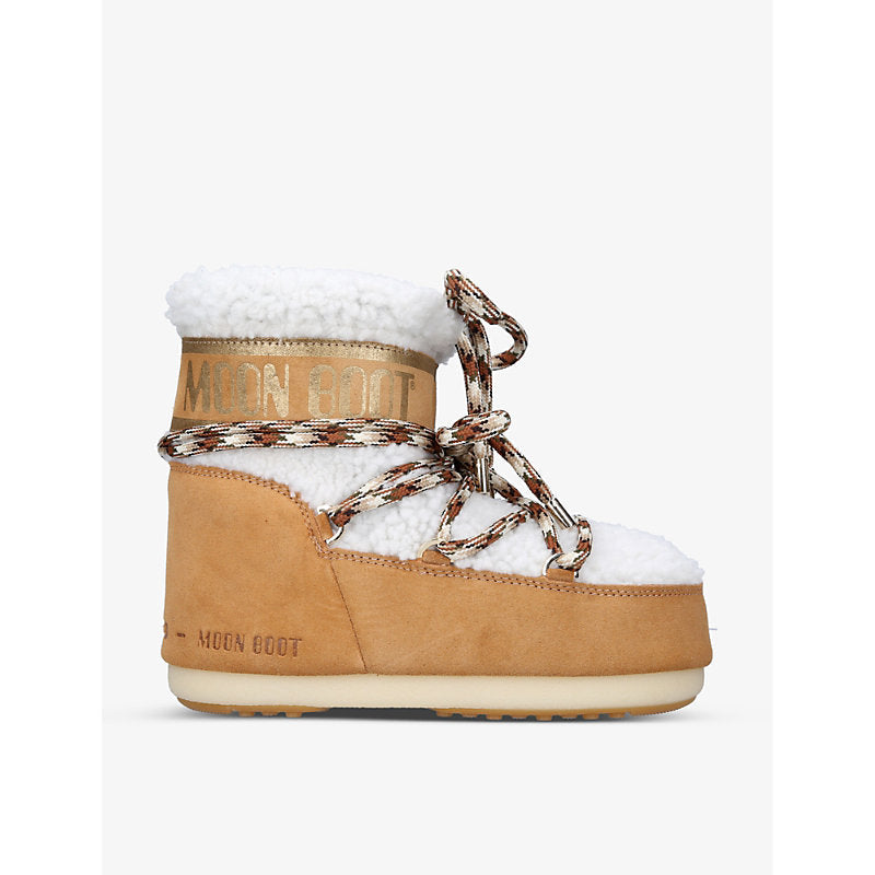 Womens Moon Boot Icon logo-print shearling and suede snow boots