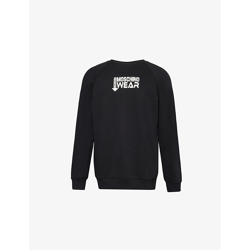  Moschino Brand-embroidered cotton-jersey sweatshirt