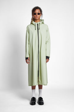 Mosebacke Long Zip Raincoat Seafoam Green