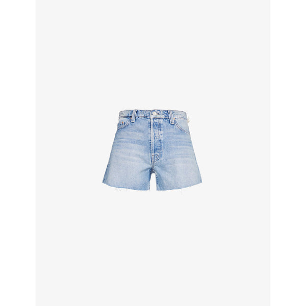 Womens Mother Skipper Short N Long frayed-edge denim shorts