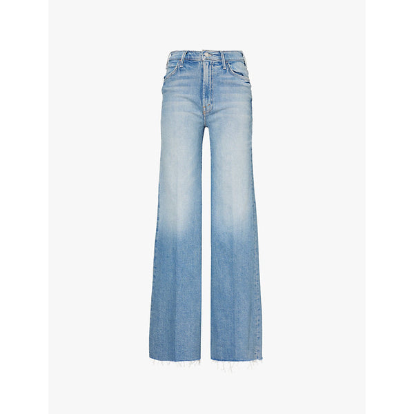 Womens Mother The Hustler raw-hem wide-leg mid-rise stretch-denim jeans