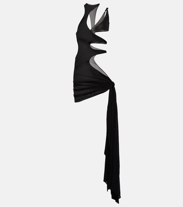 Mugler Asymmetric cutout crêpe beach dress