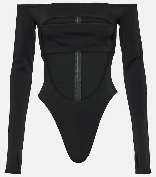 Mugler Circle off-shoulder cutout bodysuit | LYBSTORE