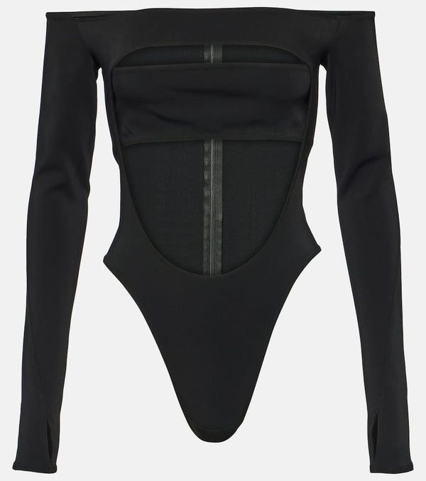 Mugler Circle off-shoulder cutout bodysuit