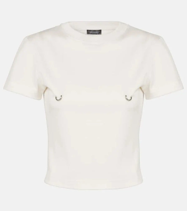 Mugler Embellished cotton jersey crop top | LYBSTORE