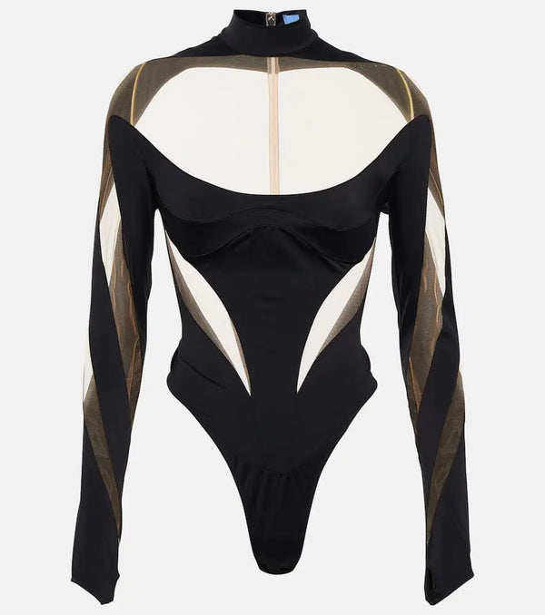 Mugler Mesh-trimmed bodysuit | LYBSTORE