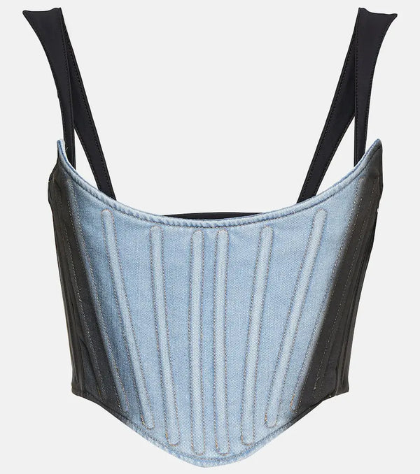 Mugler Paneled cotton-blend bustier | LYBSTORE