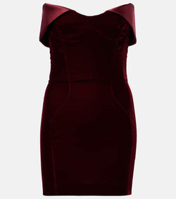 Mugler Satin-trimmed velvet bustier dress