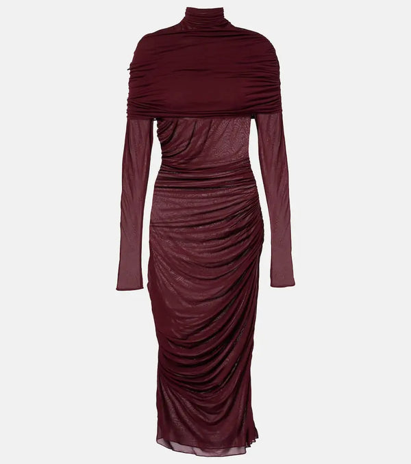 Mugler Sheer ruched midi dress