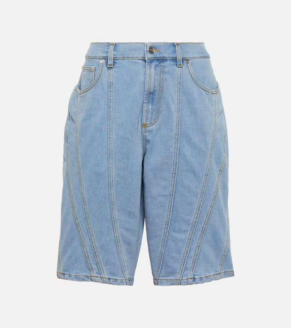 Mugler Spiral wide-leg denim shorts