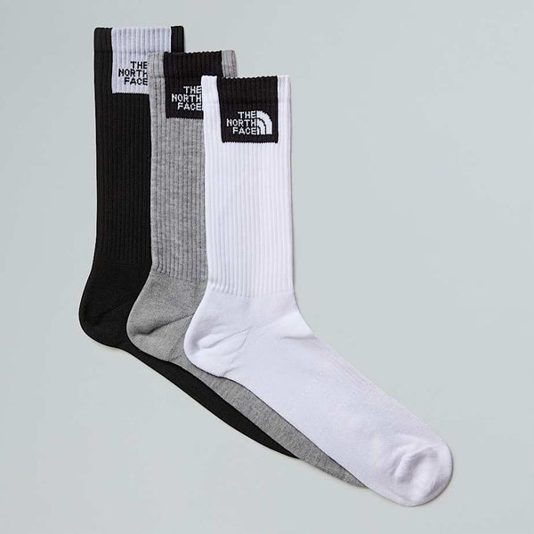 The North Face Multi Sport Fine Box Cushioned Crew Socks Tnf White-tnf Black-monument Grey male