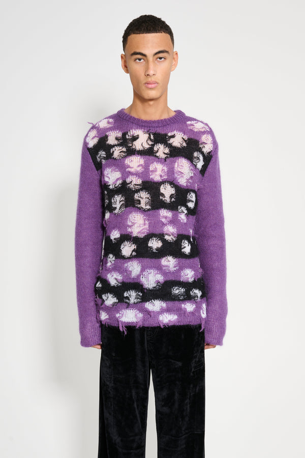 Namacheko Double Layer Intarsia Crew Neck Purple