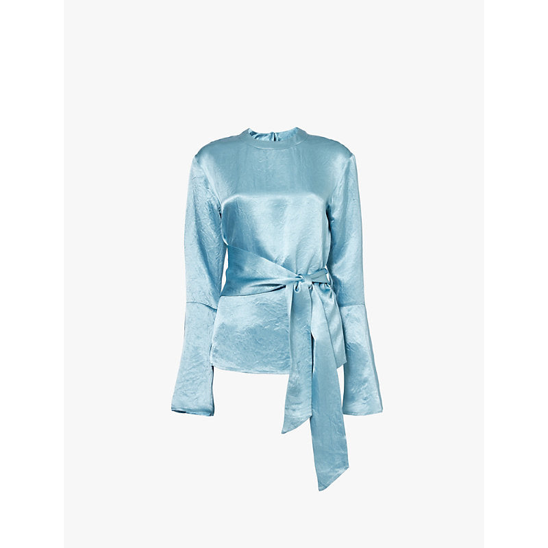 Nanushka Ilone tie-front satin blouse